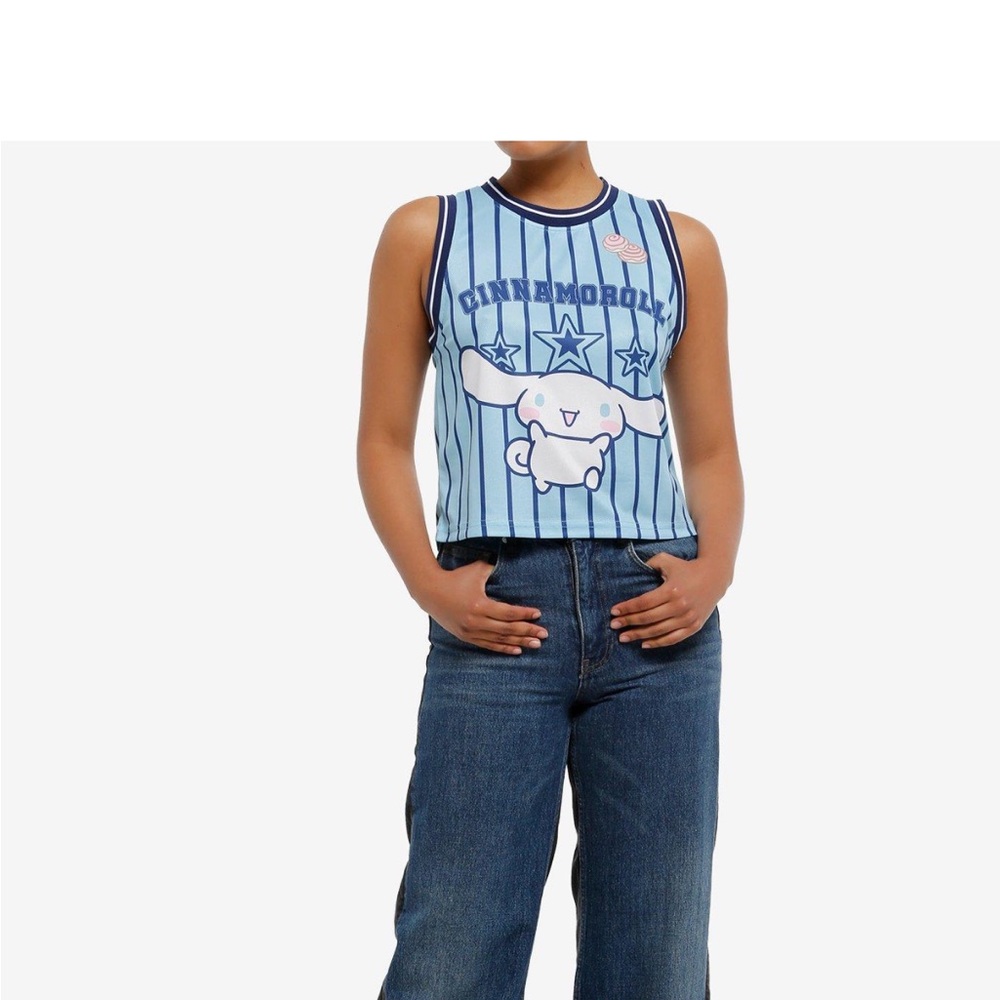 Sanrio Cinnamoroll blue stripe crop girls jersey - Picture 3 of 6